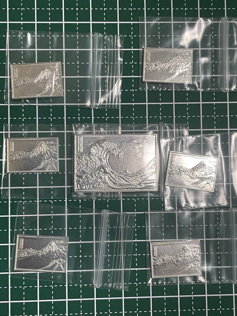 純銀レリーフ ミニ 14.13g 浮世絵風景彫刻 造幣局ホールマーク有り！