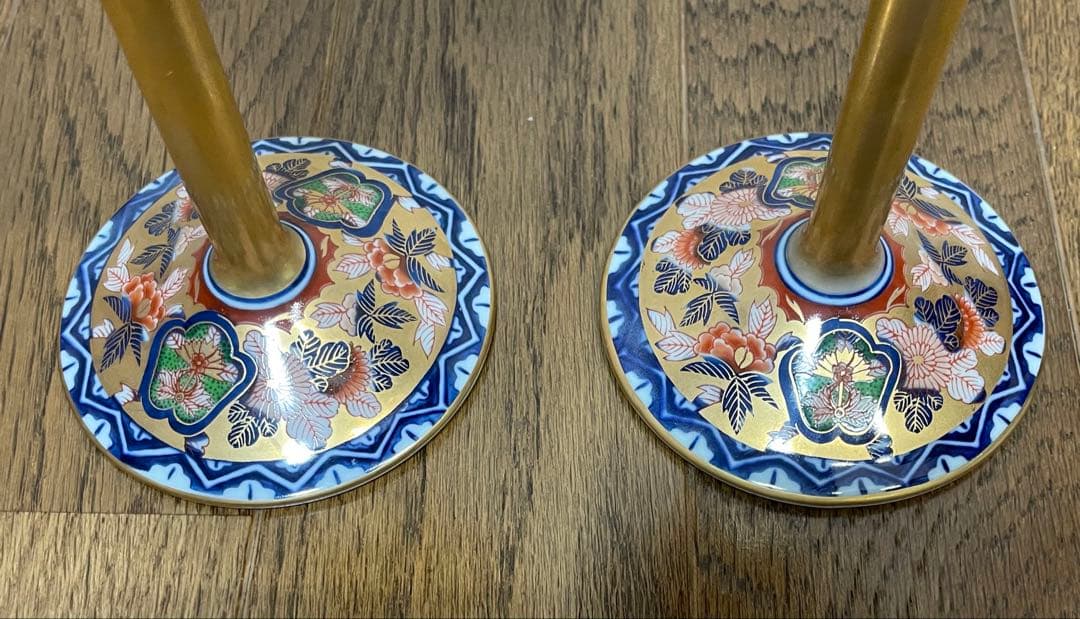 其泉作　極錦金彩古伊万里　日肥 其泉作　昭和年製　ペアワインカップ
