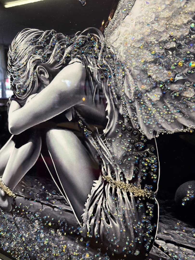 特大　水晶絵　アートパネル　天使　エンジェル　巨大　アート　絵画　縦160