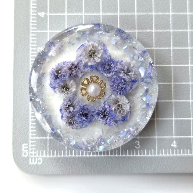 レジンヘアゴム　ヘアアクセサリー　ドライフラワー　丸　約3.5cm　No.10