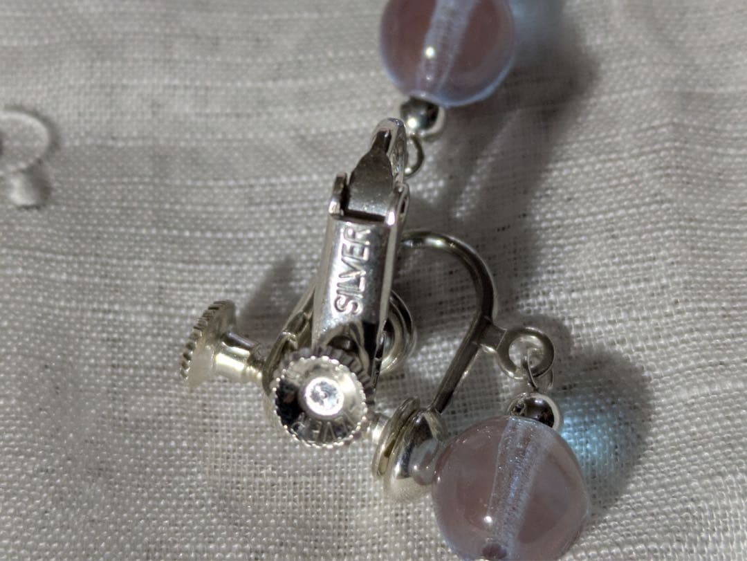 アンティークサフィレットビーズのシルバー925イヤリング