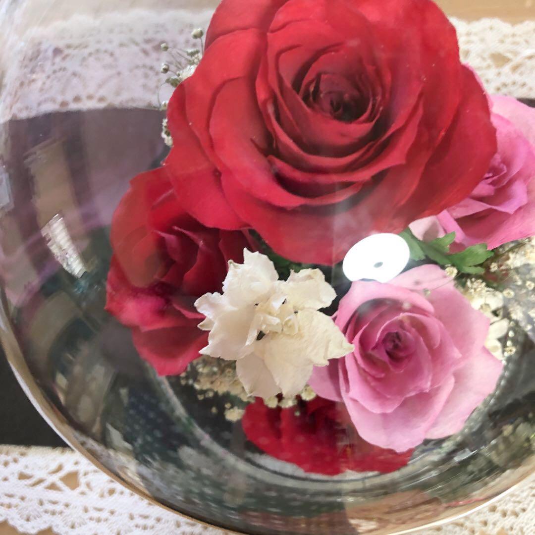 最終値下げ❣️レンデフロール　円柱型　大　薔薇、かすみ草