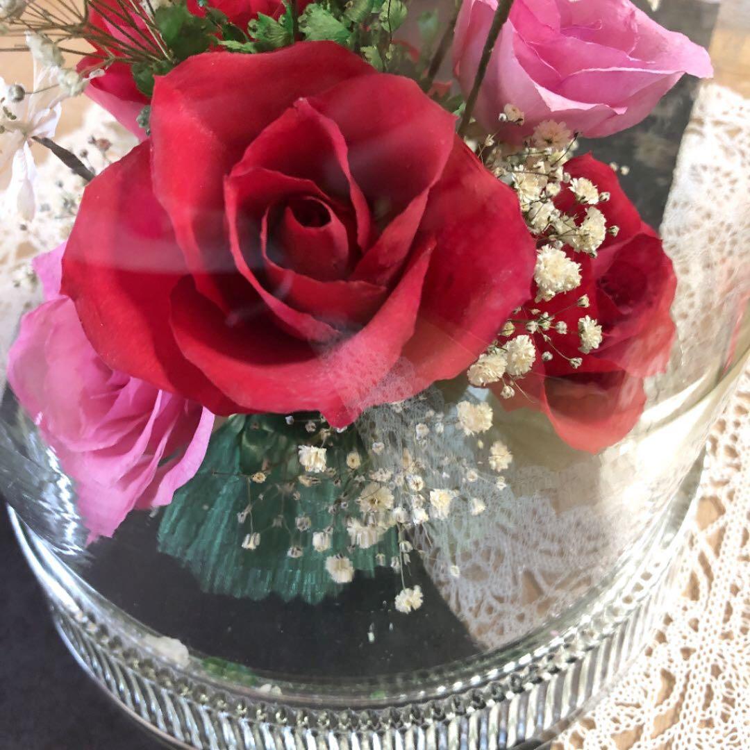 最終値下げ❣️レンデフロール　円柱型　大　薔薇、かすみ草