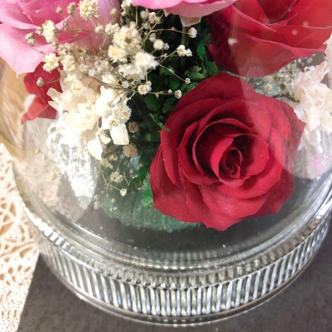 最終値下げ❣️レンデフロール　円柱型　大　薔薇、かすみ草