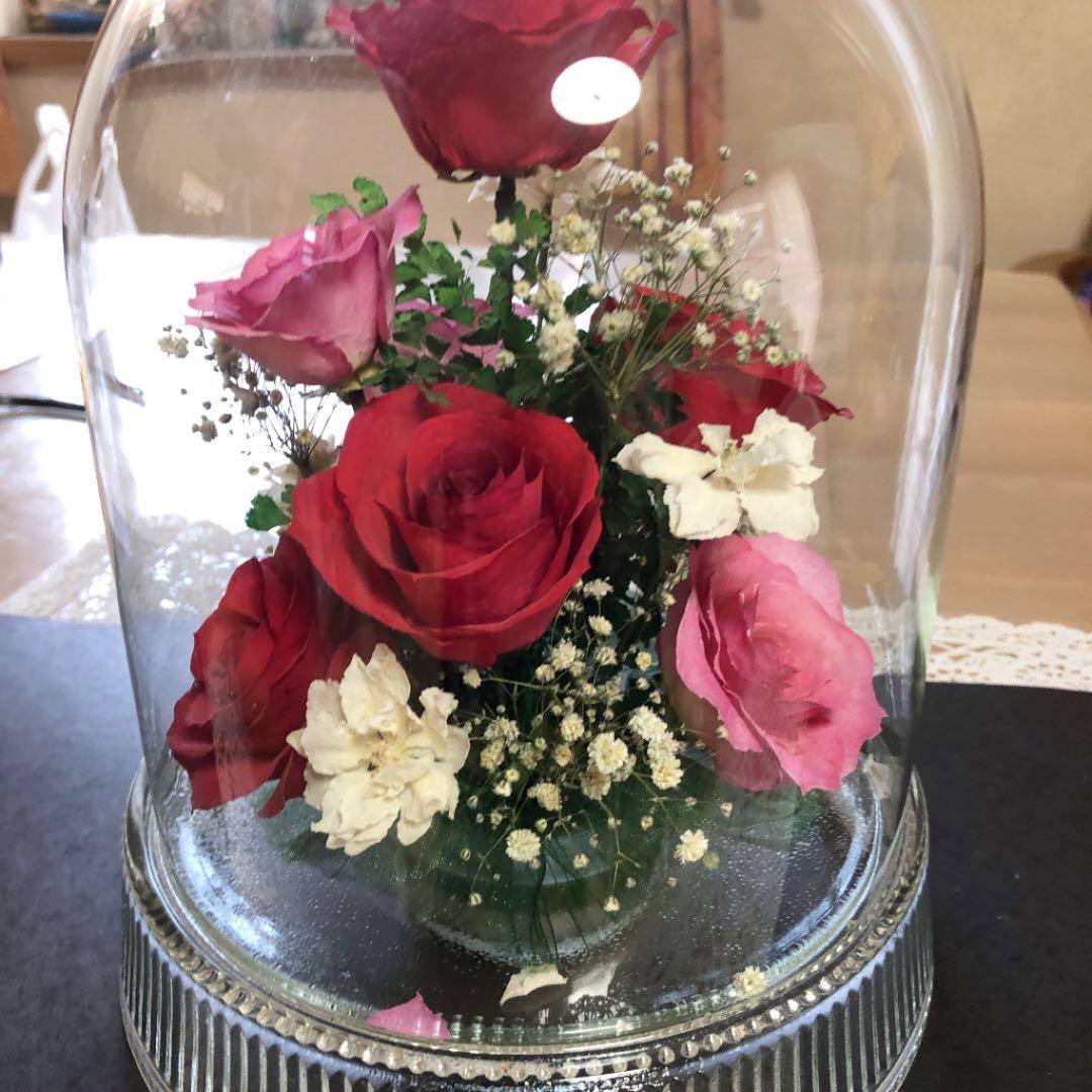 最終値下げ❣️レンデフロール　円柱型　大　薔薇、かすみ草