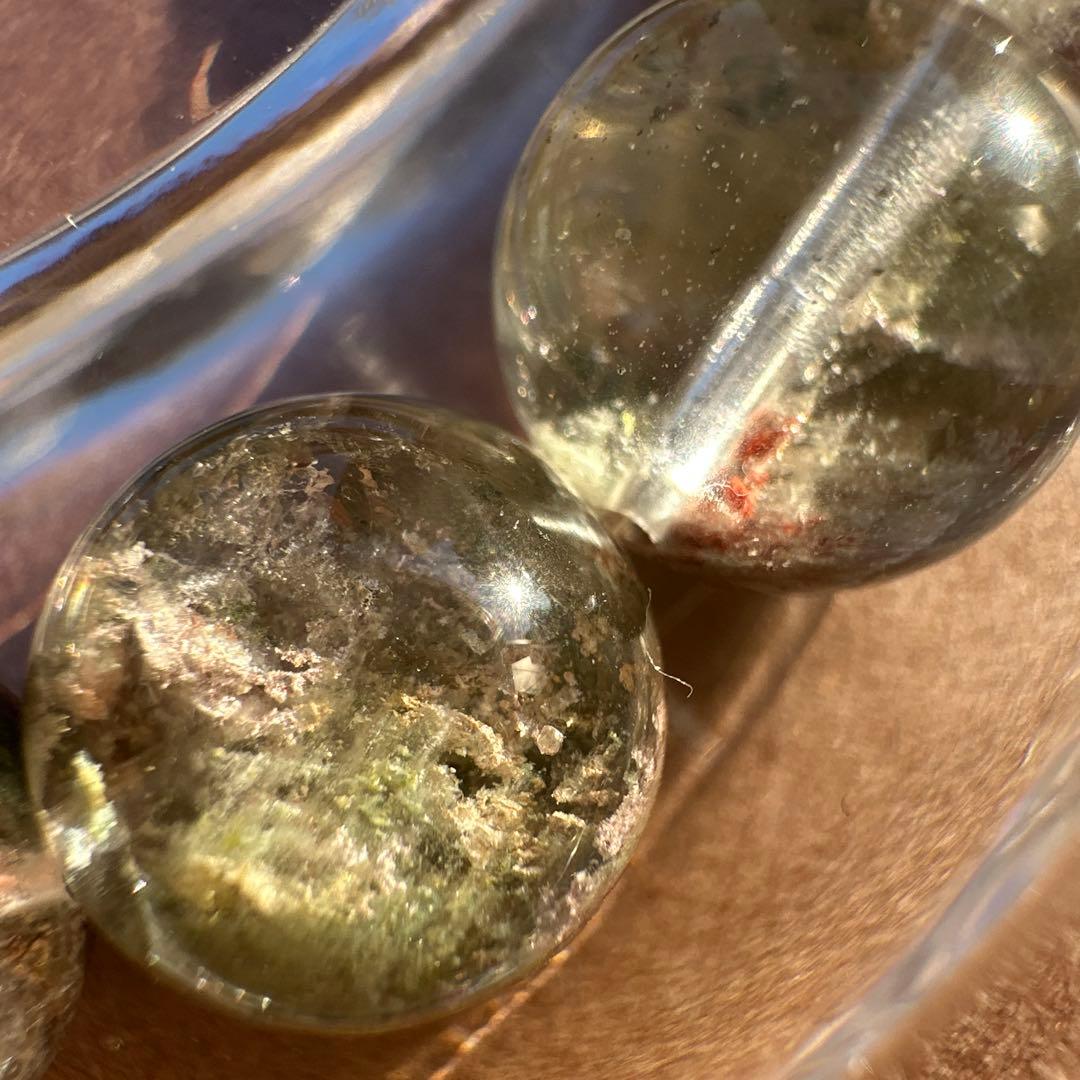 希少カラー！緑幽霊水晶（グリーンファントム）高透明 天然石ブレスレット 財運