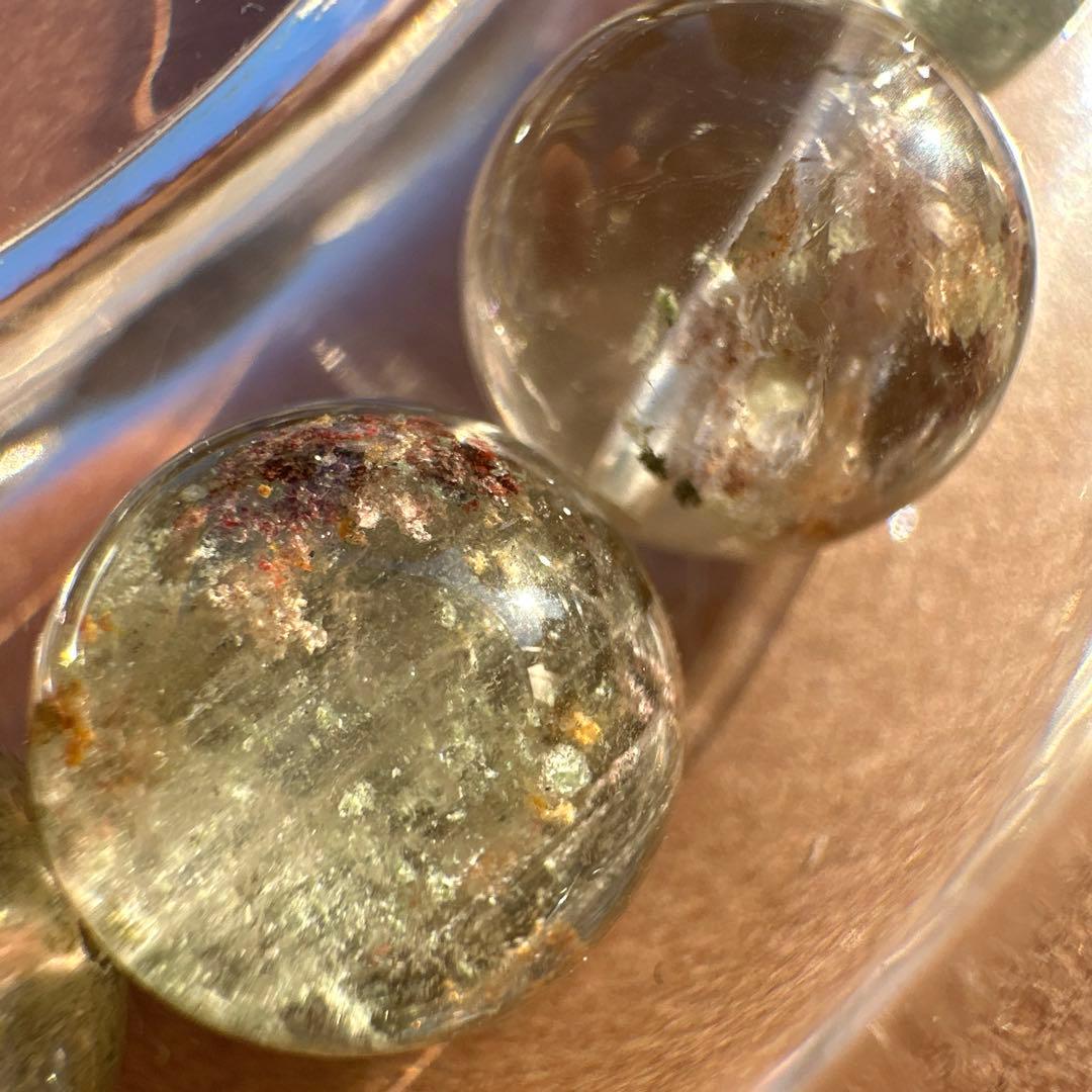 希少カラー！緑幽霊水晶（グリーンファントム）高透明 天然石ブレスレット 財運