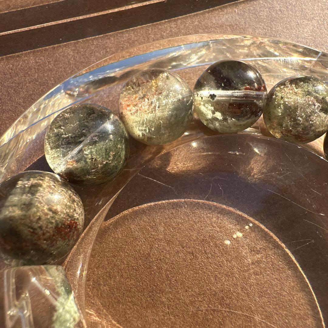 希少カラー！緑幽霊水晶（グリーンファントム）高透明 天然石ブレスレット 財運