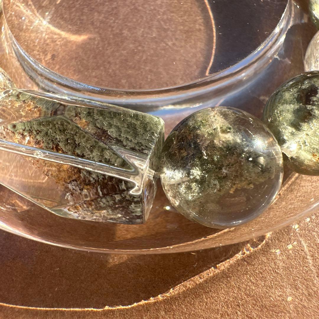 希少カラー！緑幽霊水晶（グリーンファントム）高透明 天然石ブレスレット 財運