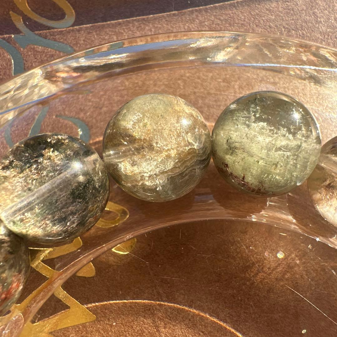 希少カラー！緑幽霊水晶（グリーンファントム）高透明 天然石ブレスレット 財運