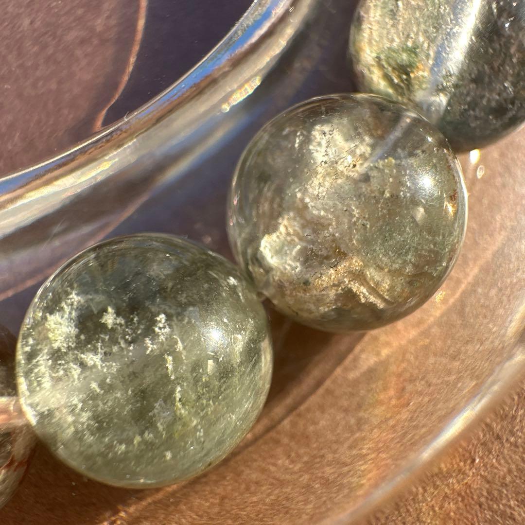 希少カラー！緑幽霊水晶（グリーンファントム）高透明 天然石ブレスレット 財運