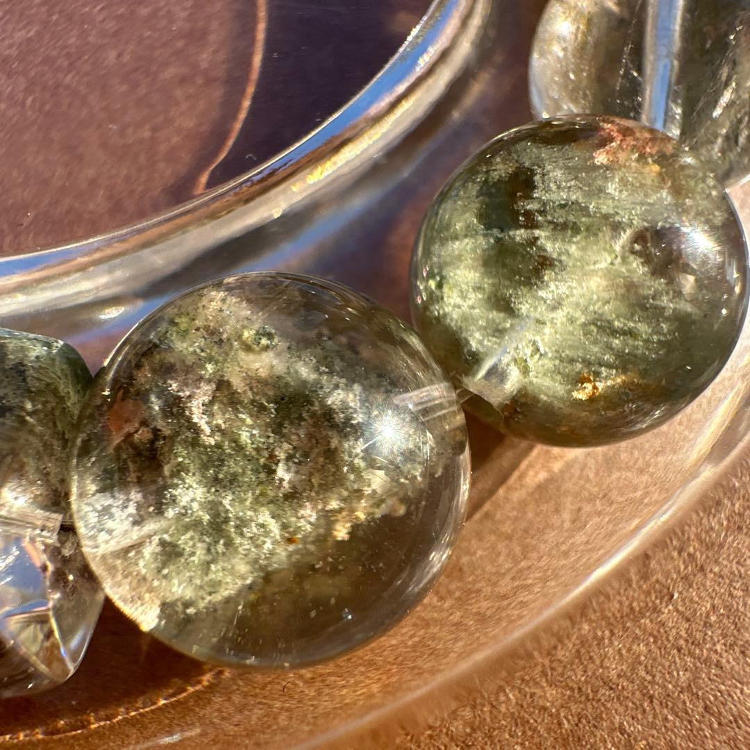 希少カラー！緑幽霊水晶（グリーンファントム）高透明 天然石ブレスレット 財運