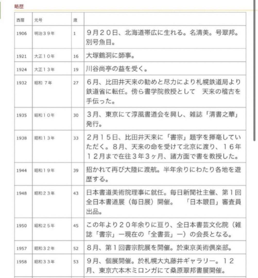 【希少！一点物！入手困難！】桑原翠邦 先生 書作品 「九秋風露鶴精神」