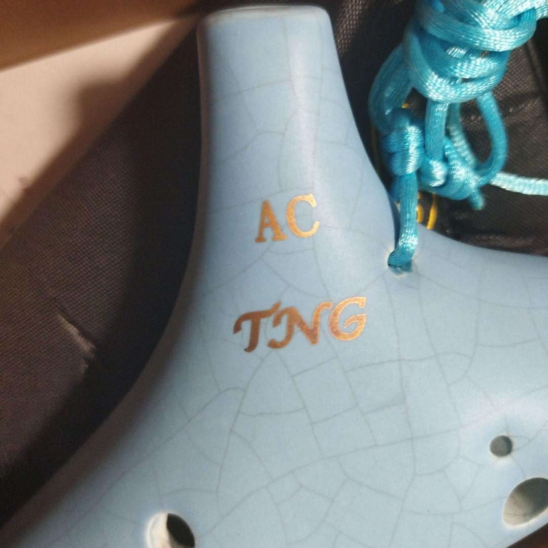 青い 12穴 オカリナ 裂紋釉 収納袋付き シングル c調 ac