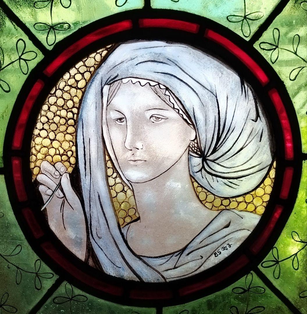 ステンドグラス・絵付けパネル　ミモザ