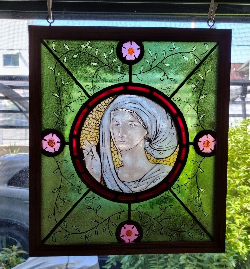 ステンドグラス・絵付けパネル　ミモザ