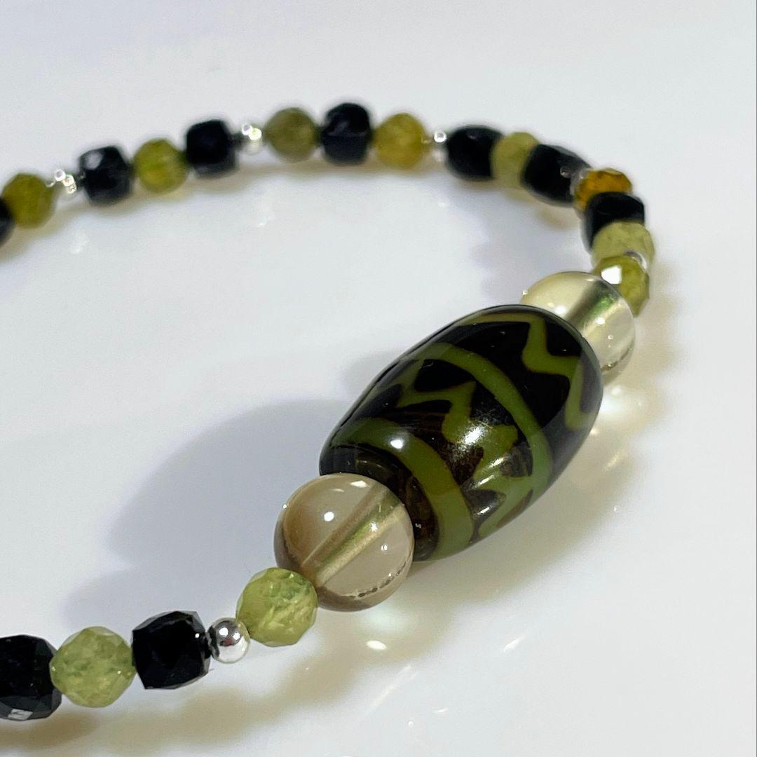 【虎牙天珠 古代紋様】稀少 アンデシン ツォボライト BLトルマリン レア物