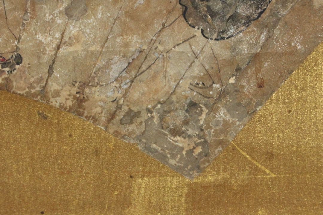 No5605 掛軸　作者不詳　在印　人物図　扇面　紙本着色　浮世絵　送料無料