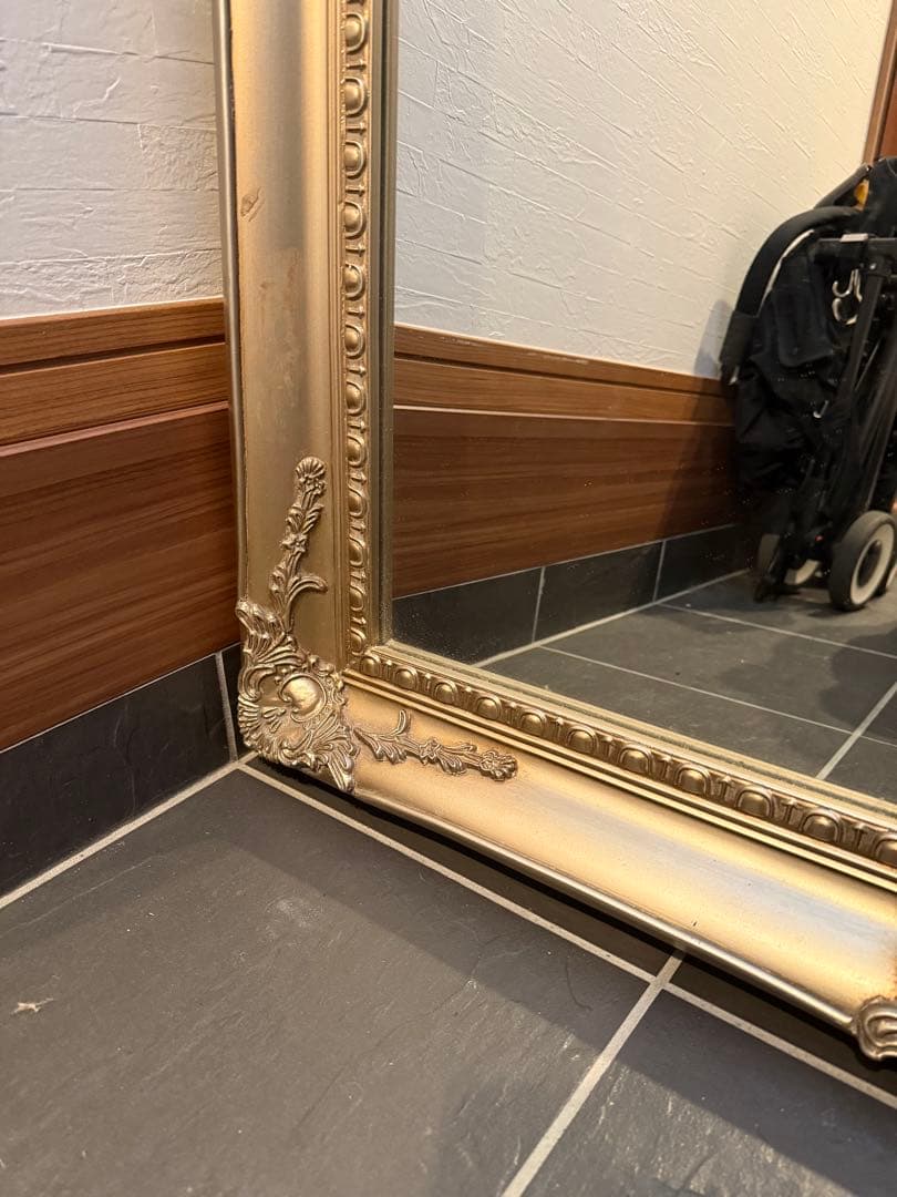 【直接取引限定】全身鏡 アンティーク調ミラー 180×90cmシャンパンゴールド