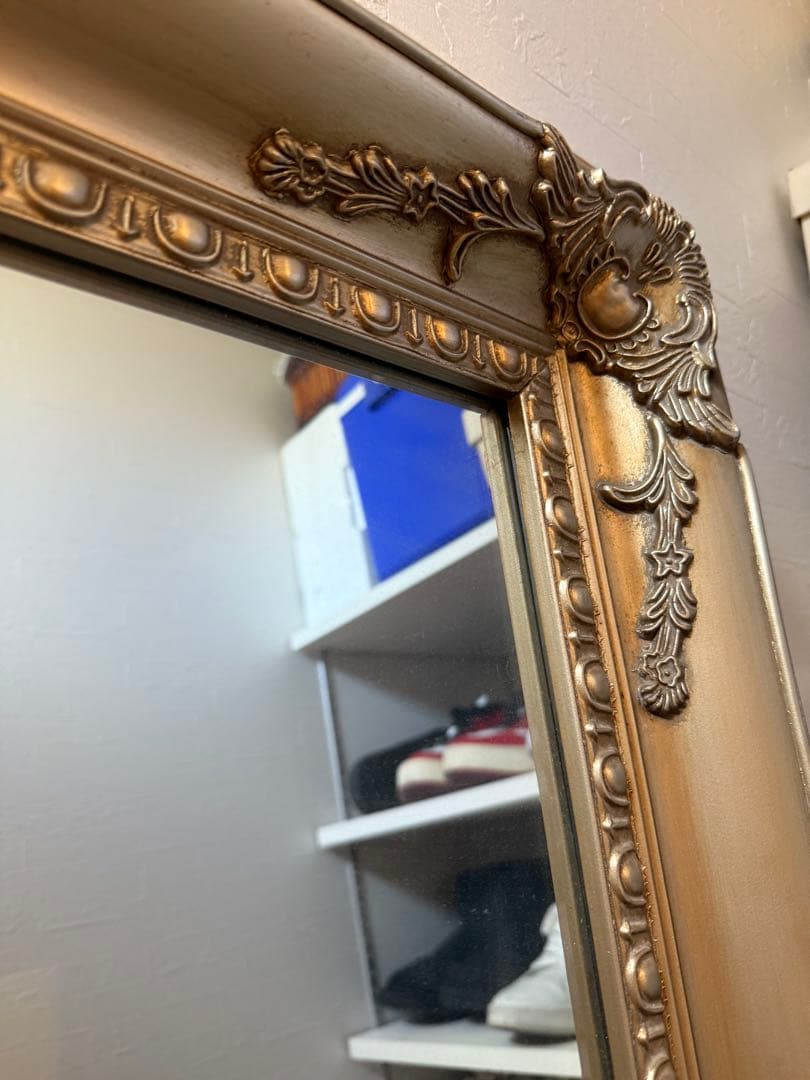 【直接取引限定】全身鏡 アンティーク調ミラー 180×90cmシャンパンゴールド