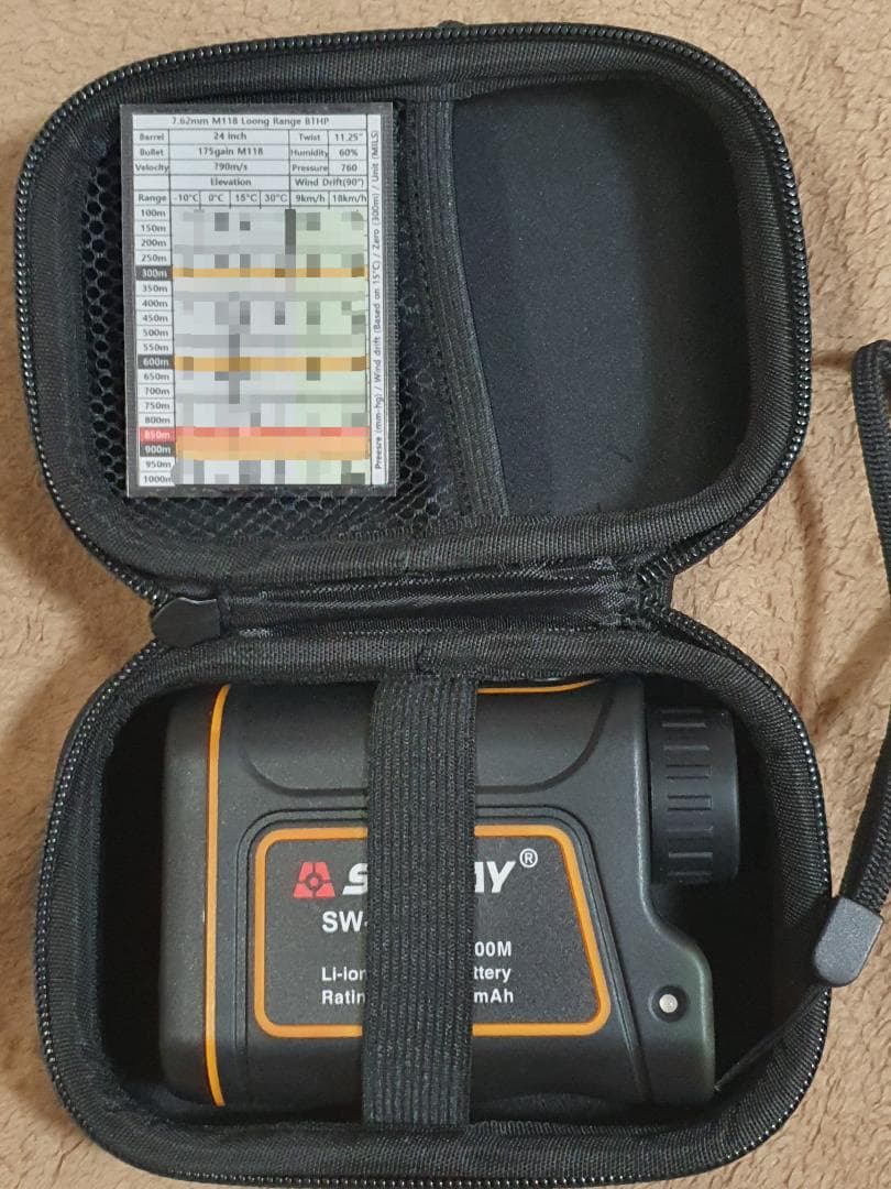 (輸入)レーザー距離計1500m+弾道表(7.62mmM118)