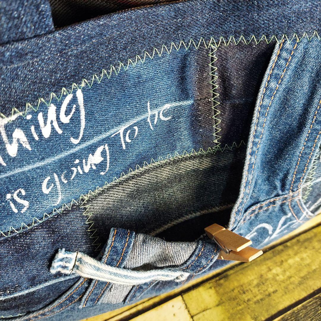 サイドポケットデニムバック　No.680　デニムリメイク　チューリップバック