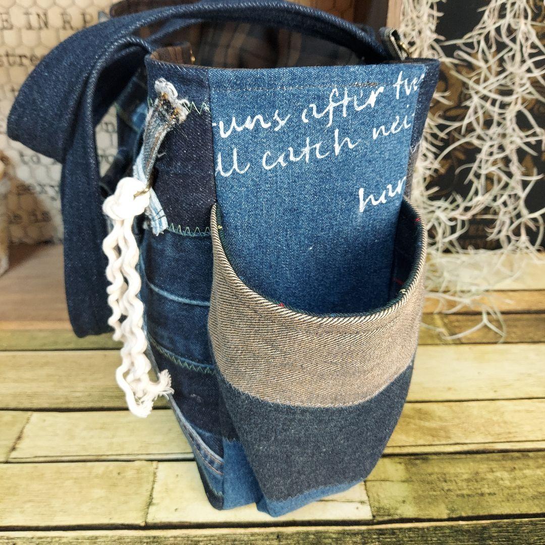 サイドポケットデニムバック　No.680　デニムリメイク　チューリップバック