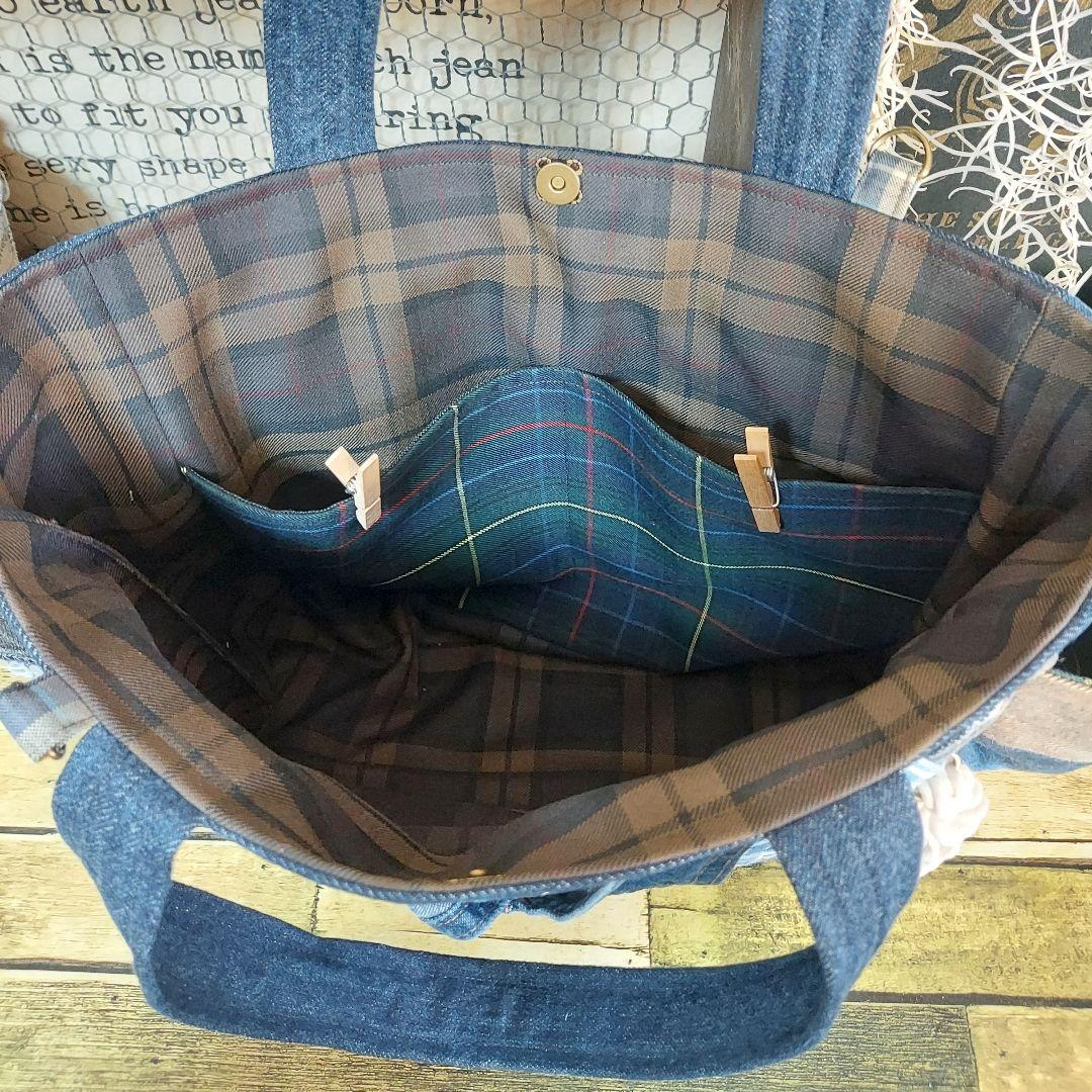 サイドポケットデニムバック　No.680　デニムリメイク　チューリップバック