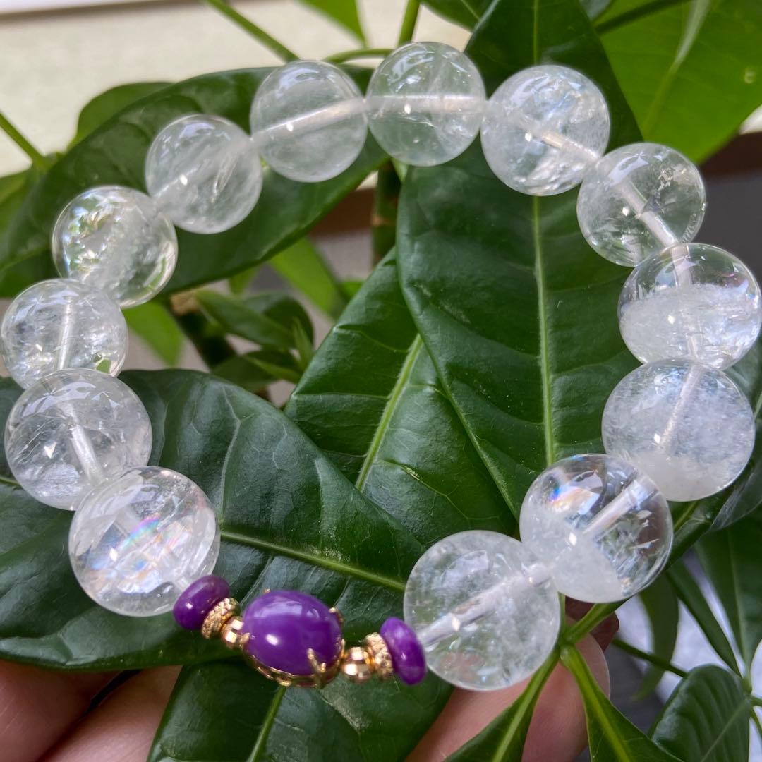 極上　スギライト＆天然アイリスクォーツ　ブレス