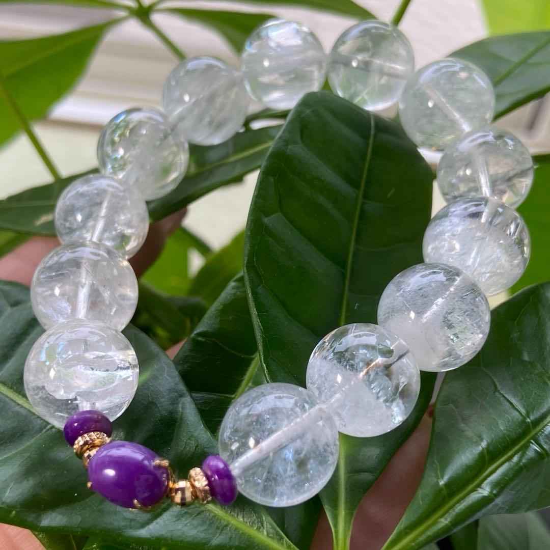 極上　スギライト＆天然アイリスクォーツ　ブレス