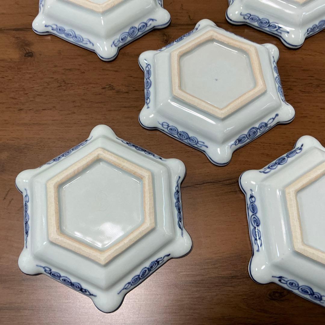 川瀬満之　染付山水文六角　小鉢　(深皿) 美品　清水焼