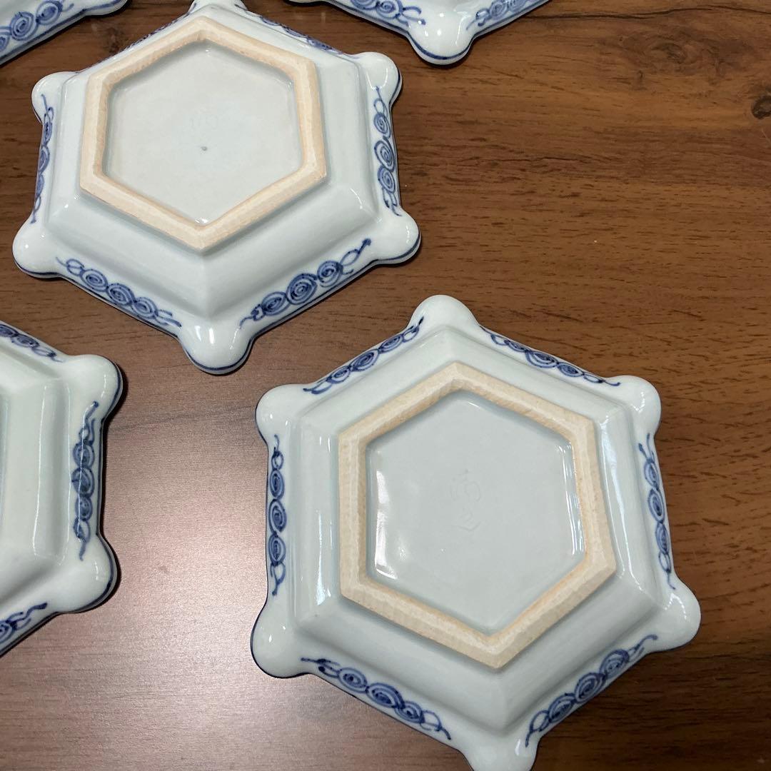 川瀬満之　染付山水文六角　小鉢　(深皿) 美品　清水焼