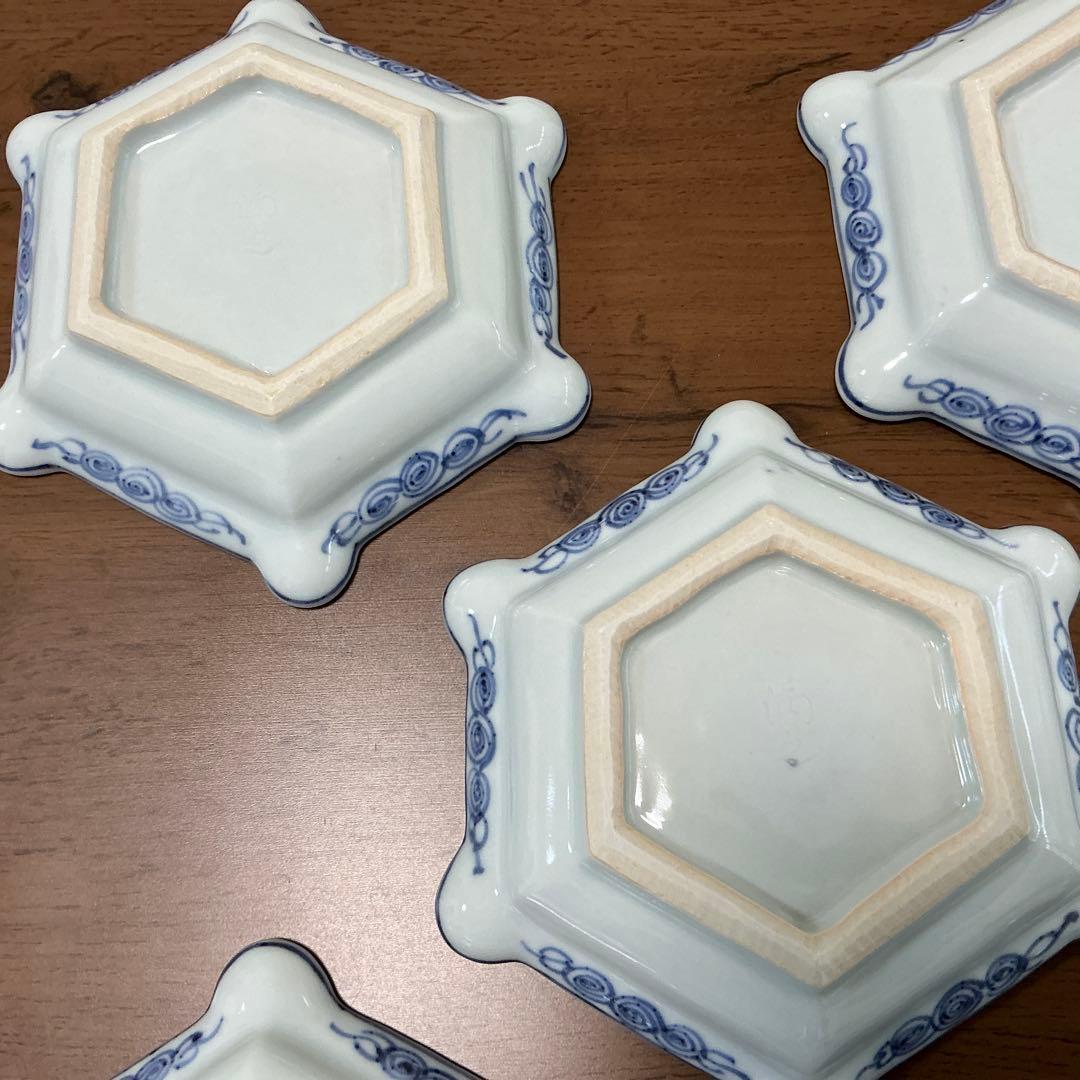 川瀬満之　染付山水文六角　小鉢　(深皿) 美品　清水焼