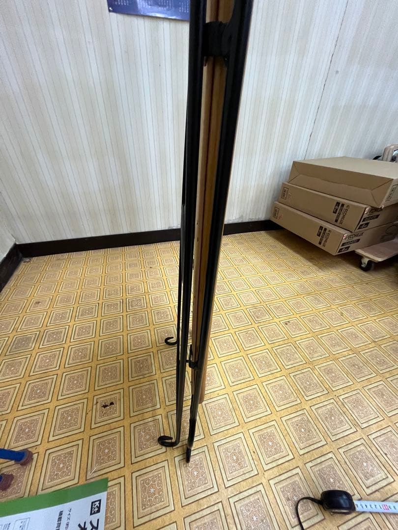 アンティーク風木製スタンドミラー 全身鏡 自立式