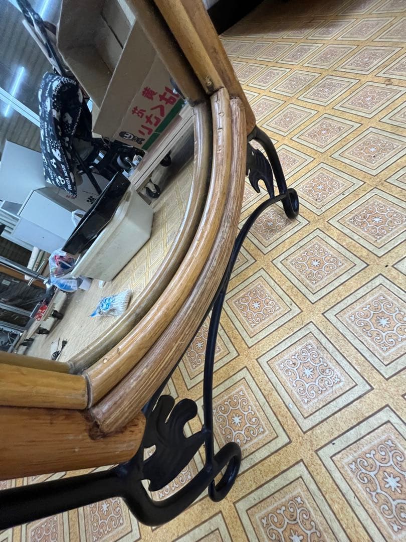 アンティーク風木製スタンドミラー 全身鏡 自立式