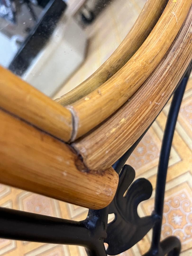 アンティーク風木製スタンドミラー 全身鏡 自立式