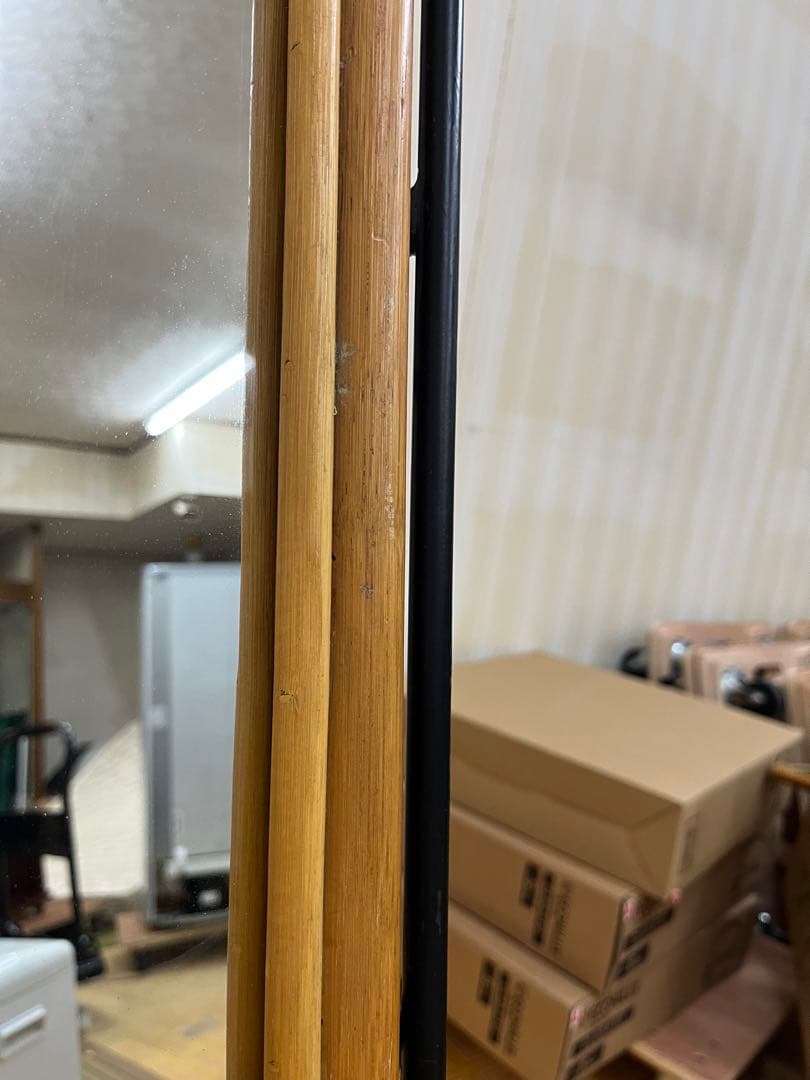 アンティーク風木製スタンドミラー 全身鏡 自立式