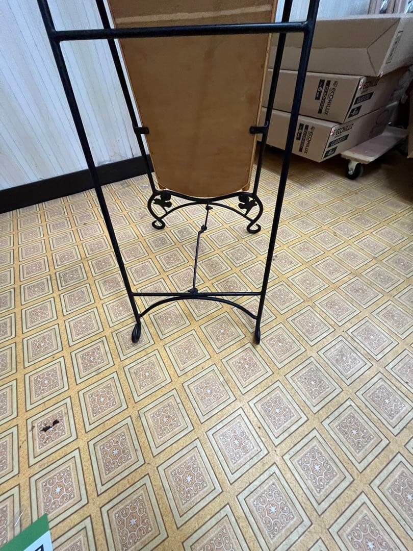アンティーク風木製スタンドミラー 全身鏡 自立式
