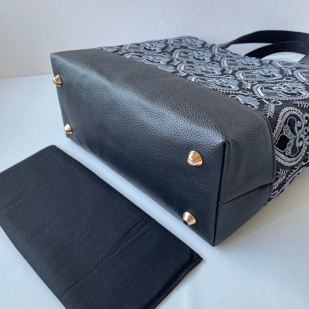 ゆう　インド刺繍ハートチュール　新サイズM 2wayトートバッグ