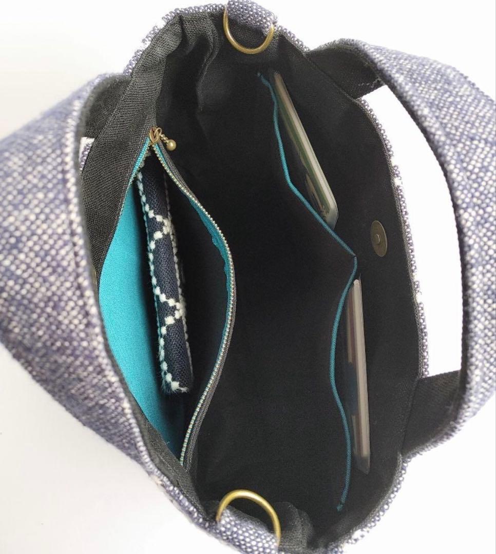 ミナペルホネン／タンバリンネービーパニーニ風バック&共布チャーム