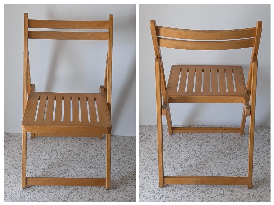 ビンテージ ウッド フォールディングチェア 木製 折りたたみ イス 2脚セット