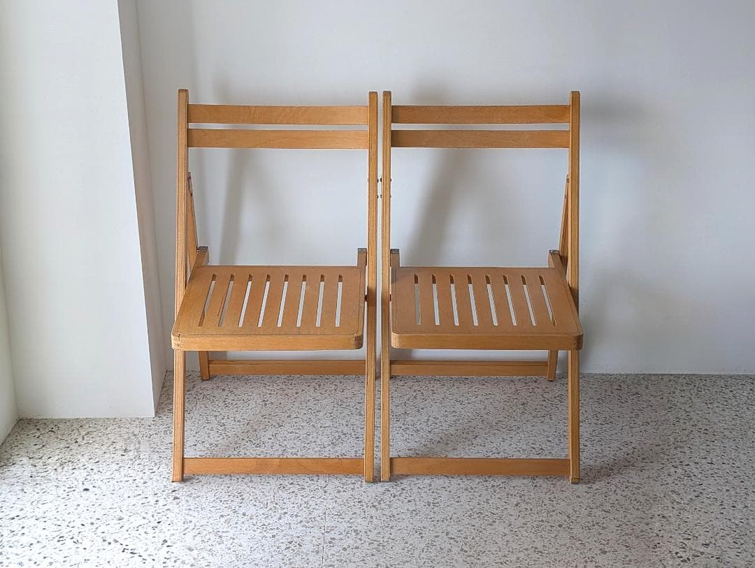 ビンテージ ウッド フォールディングチェア 木製 折りたたみ イス 2脚セット