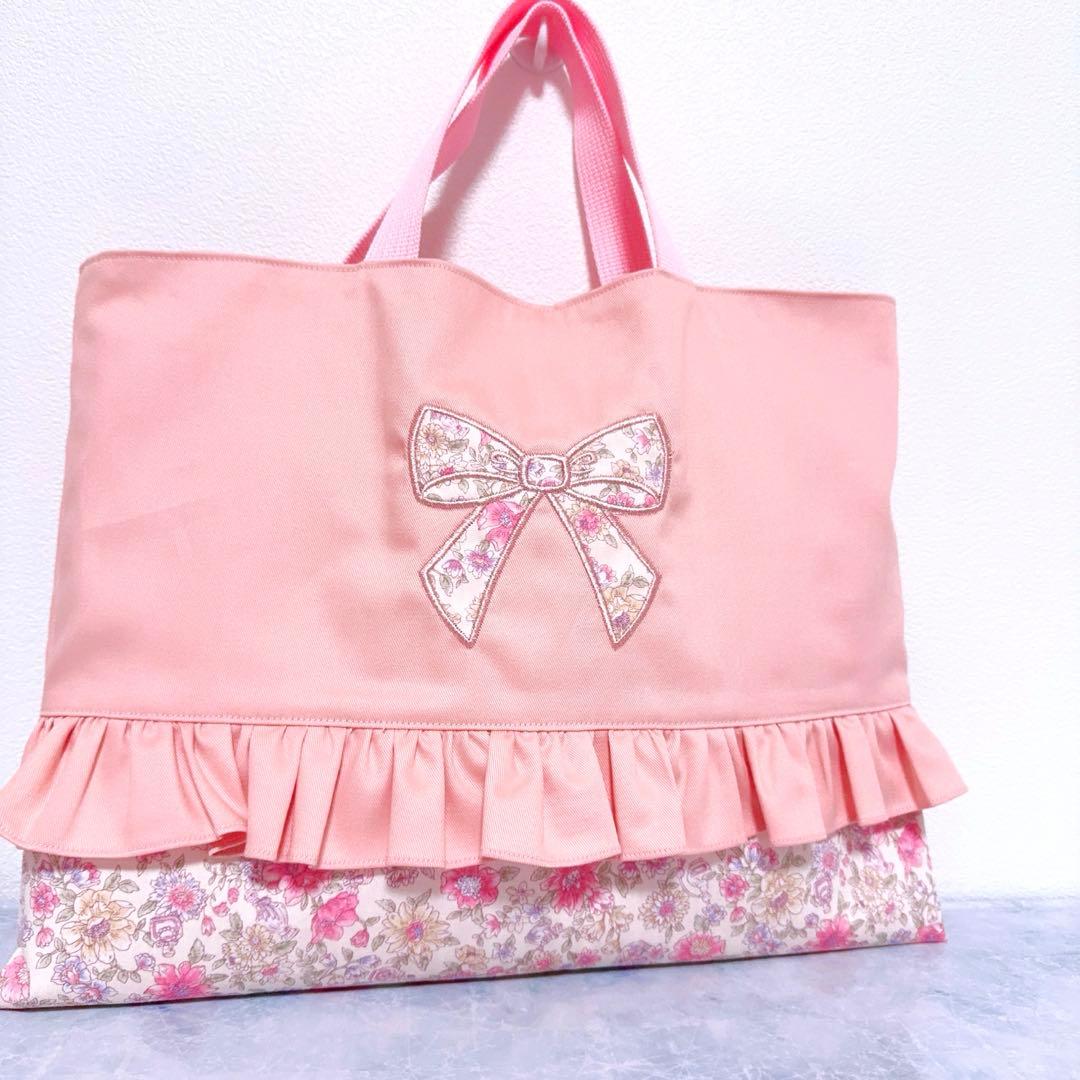 【即納】　レッスンバッグ　入園入学　セット　3点　女の子　上履き袋　ピンク　花柄