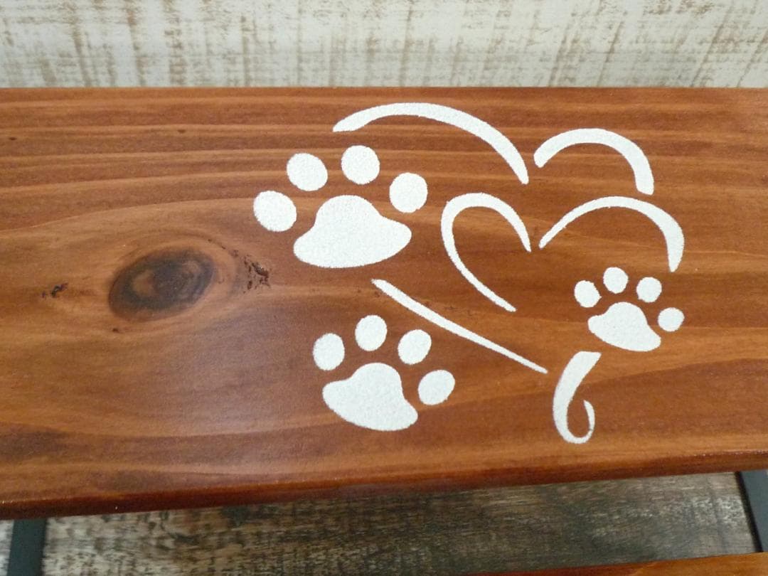 ♥️ご予約⭐柴犬ちゃん柄♥️アイアンレッグ2段棚⭐ウォルナット♥️--168