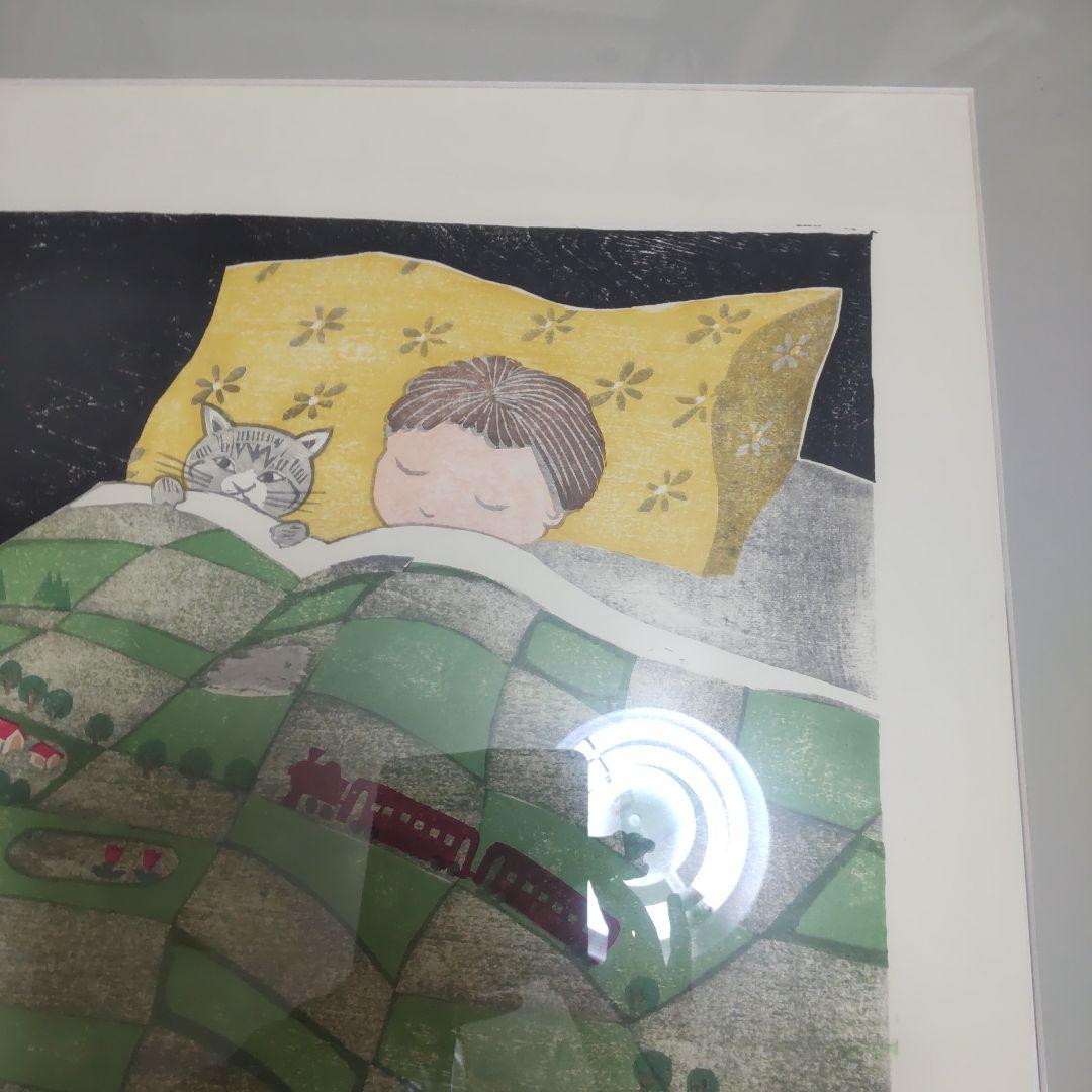 4/12セール 版画絵額 孫お休みなさい