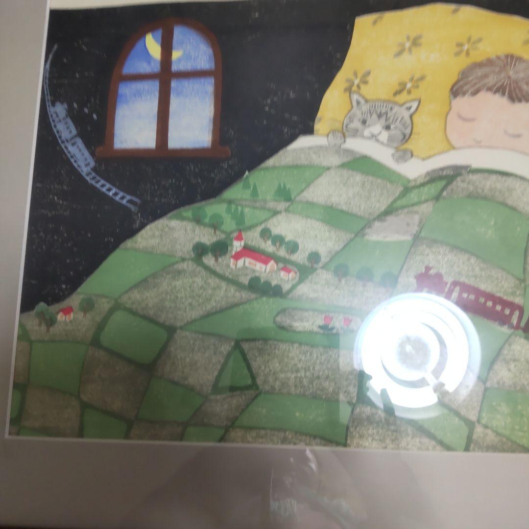 4/12セール 版画絵額 孫お休みなさい