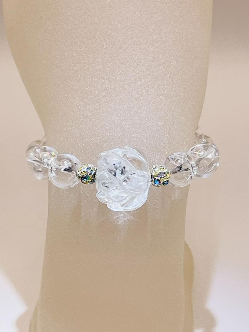 【蓮(水晶)/ヒマラヤ水晶】内径約15cm 浄化済み No,424