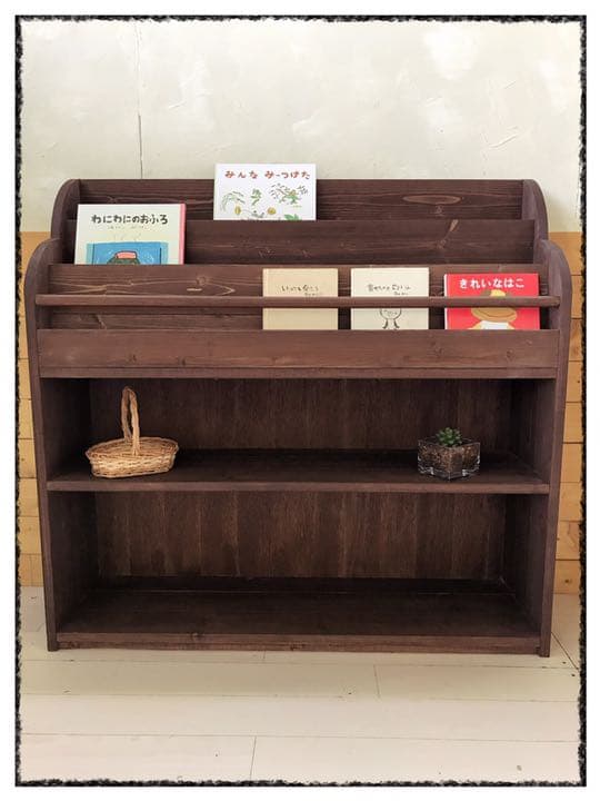ハンドメイド マガジンラック 本棚 絵本ラック 収納棚 天然木製 手作り