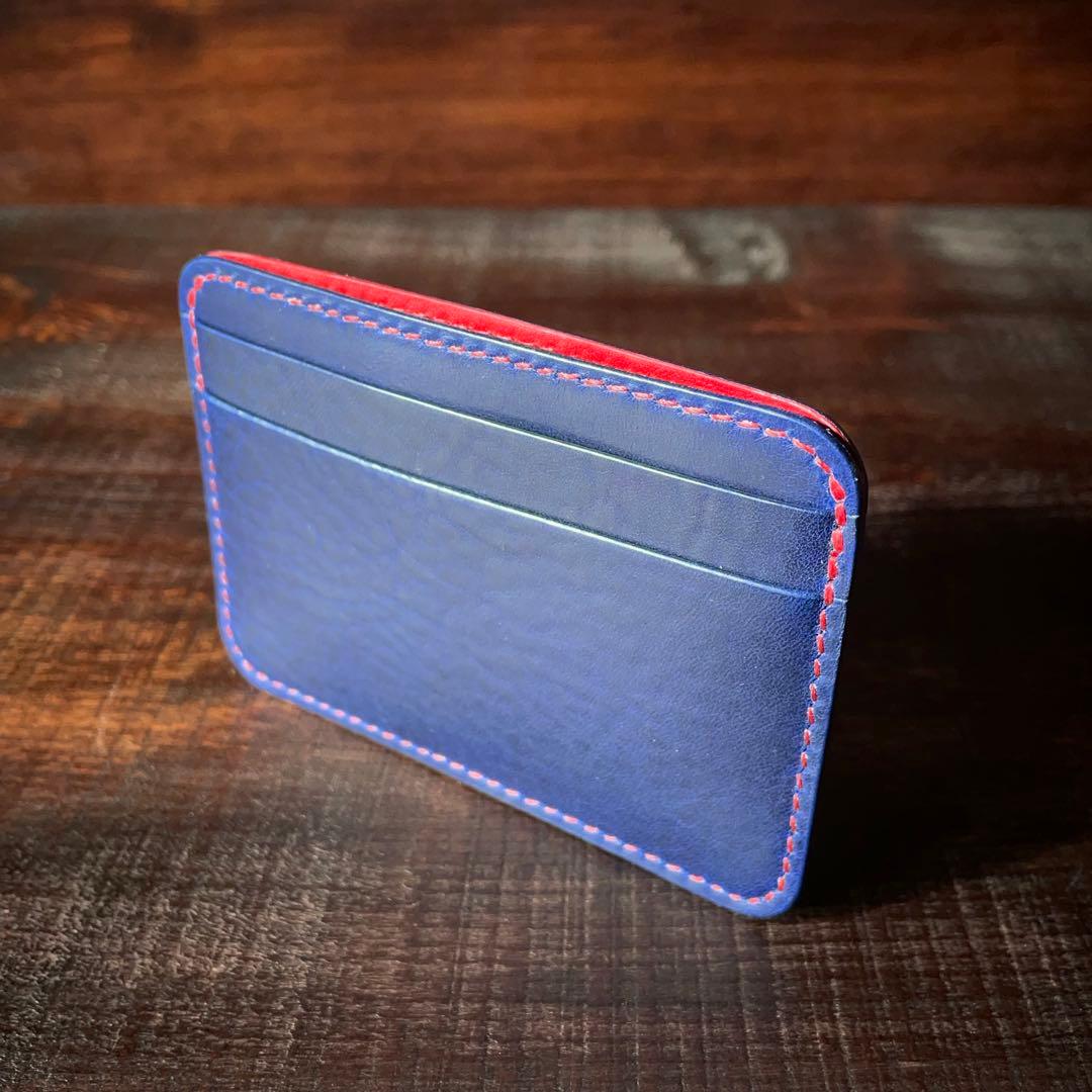 【キッキ】5ポケットカードホルダー（ブルー&レッド）メガネケース（ブルー）