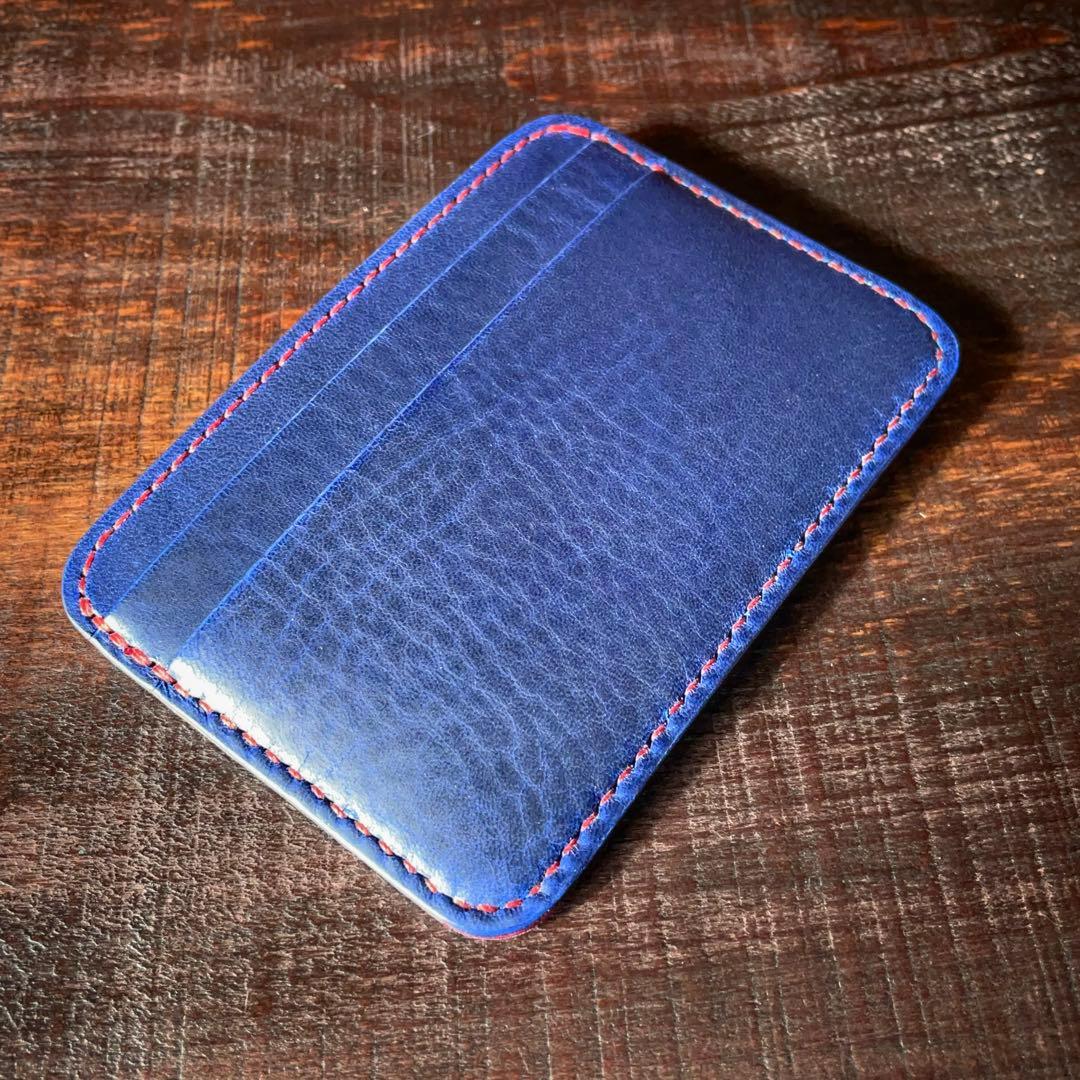 【キッキ】5ポケットカードホルダー（ブルー&レッド）メガネケース（ブルー）